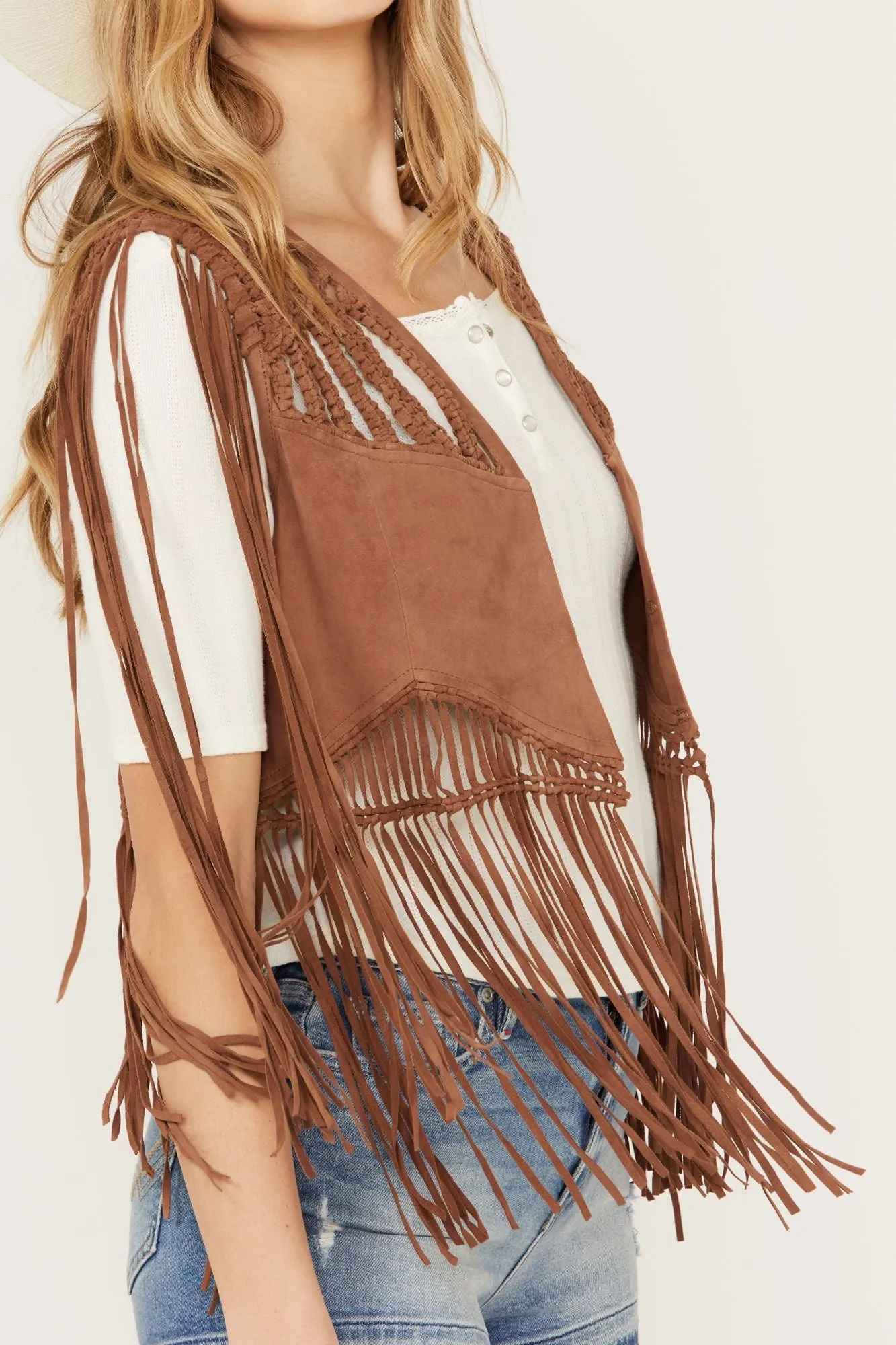 Ennis Suede Crochet Vest