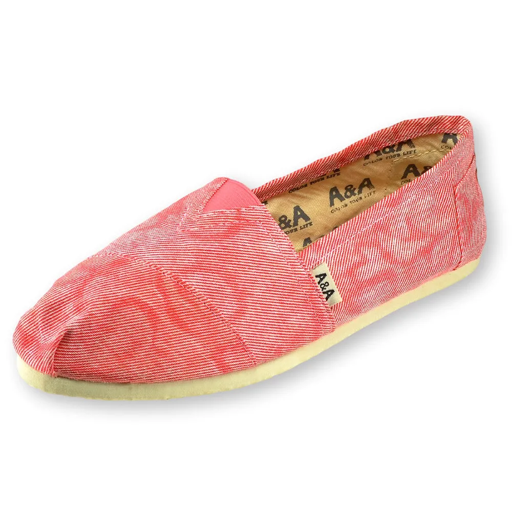 Faded Leaves Red Canvas Slip On Shoes for Women