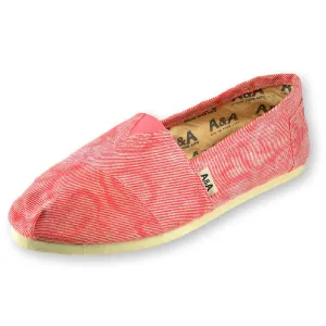 Faded Leaves Red Canvas Slip On Shoes for Women