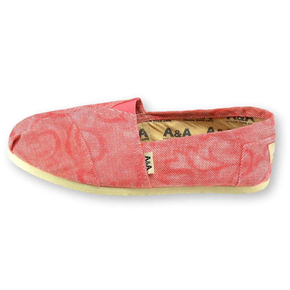 Faded Leaves Red Canvas Slip On Shoes for Women