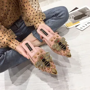 Fashion Rhinestone Bee Flat Sandals And Slippers | Brodtica.com