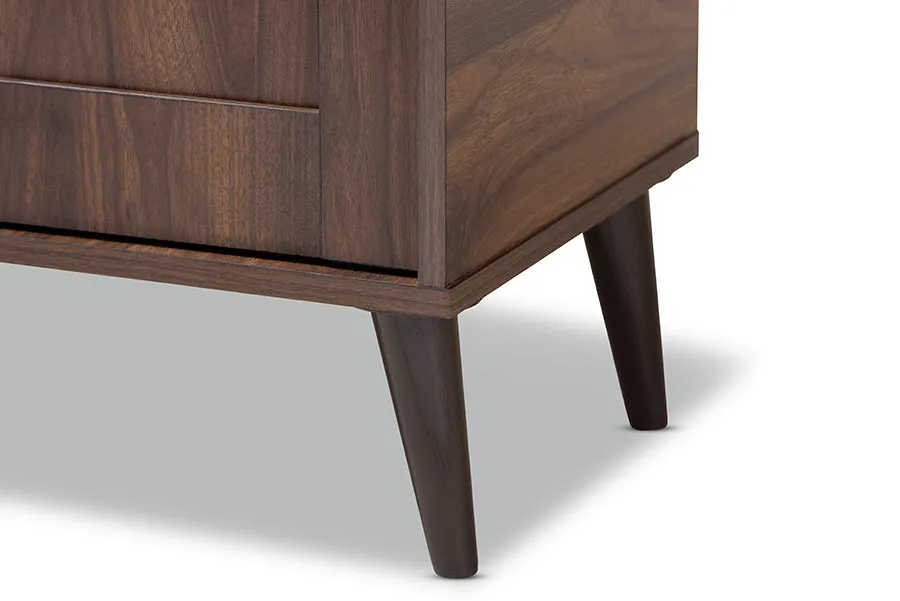 Fella Walnut Brown finished 2-Door Wood Entryway Shoe Storage Cabinet