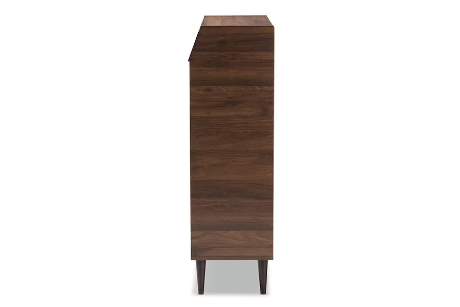 Fella Walnut Brown finished 2-Door Wood Entryway Shoe Storage Cabinet