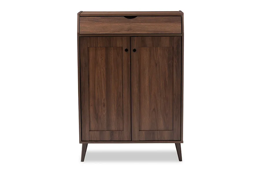 Fella Walnut Brown finished 2-Door Wood Entryway Shoe Storage Cabinet