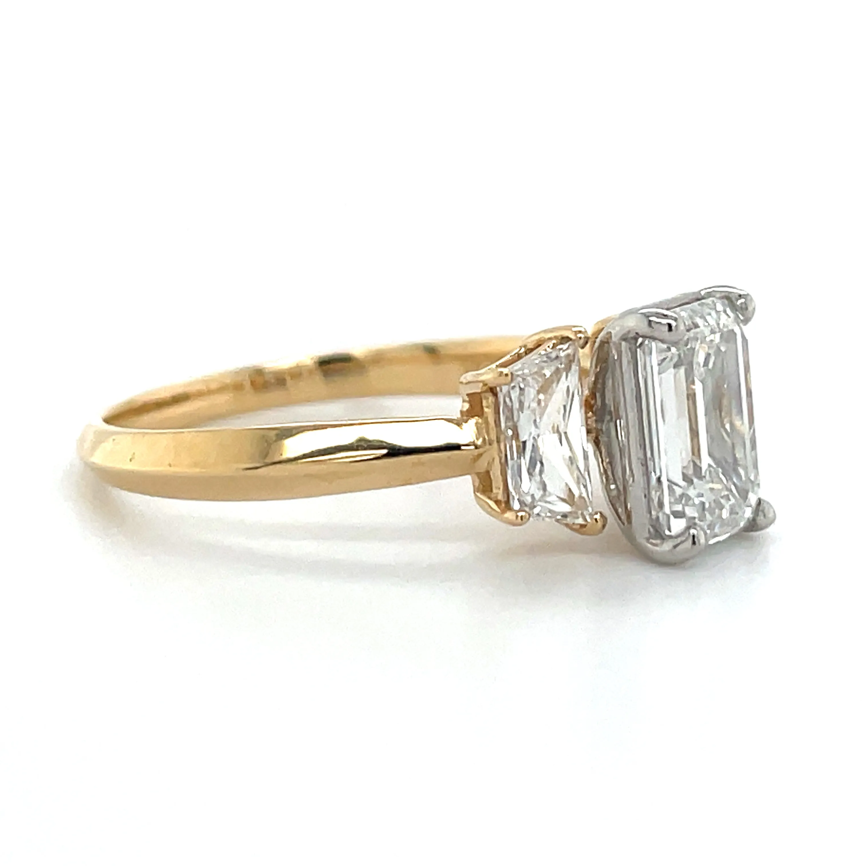 Fiadh - 18ct Yellow Gold 2.01ct Laboratory Grown Emerald Cut Diamond Engagement Ring With Side Stones