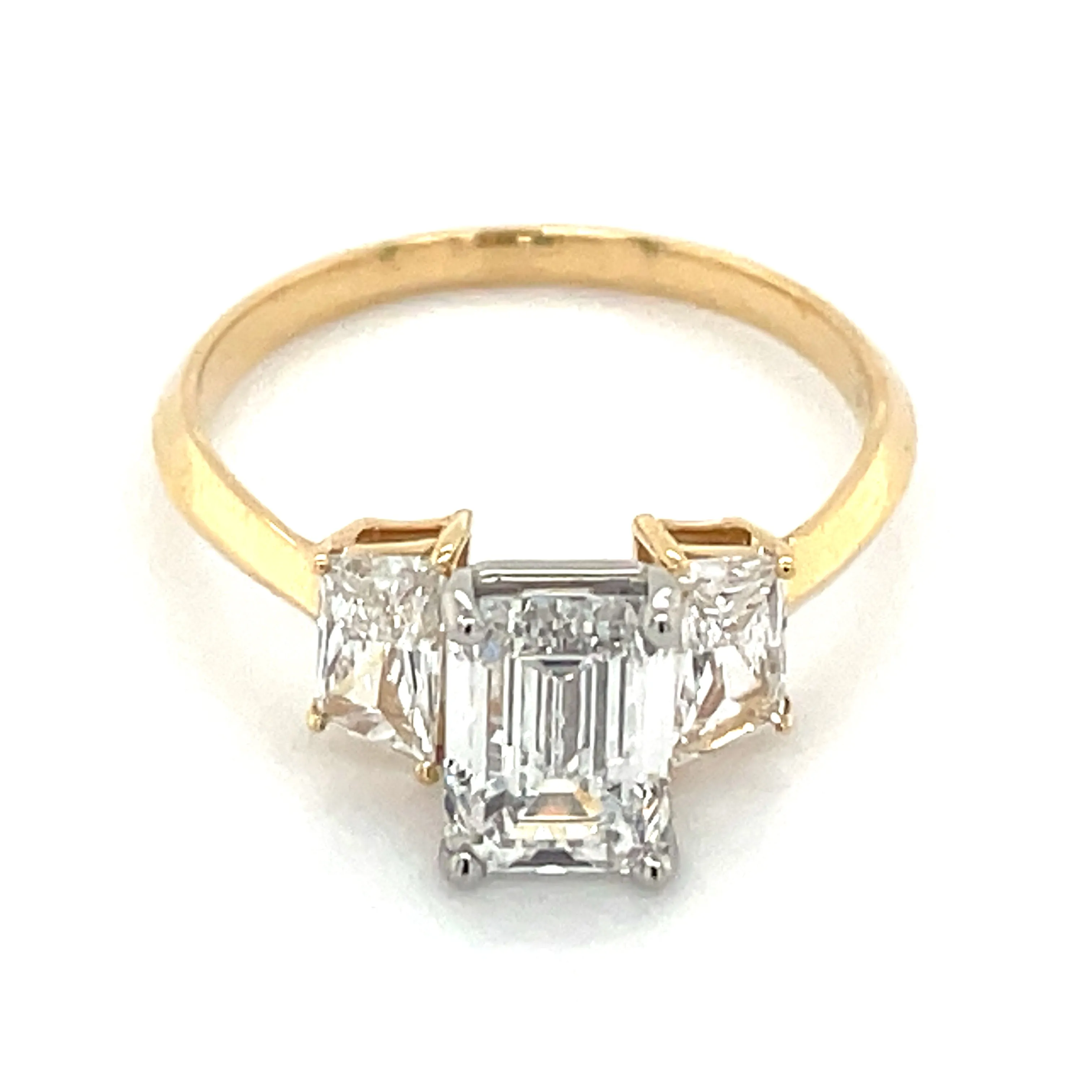 Fiadh - 18ct Yellow Gold 2.01ct Laboratory Grown Emerald Cut Diamond Engagement Ring With Side Stones