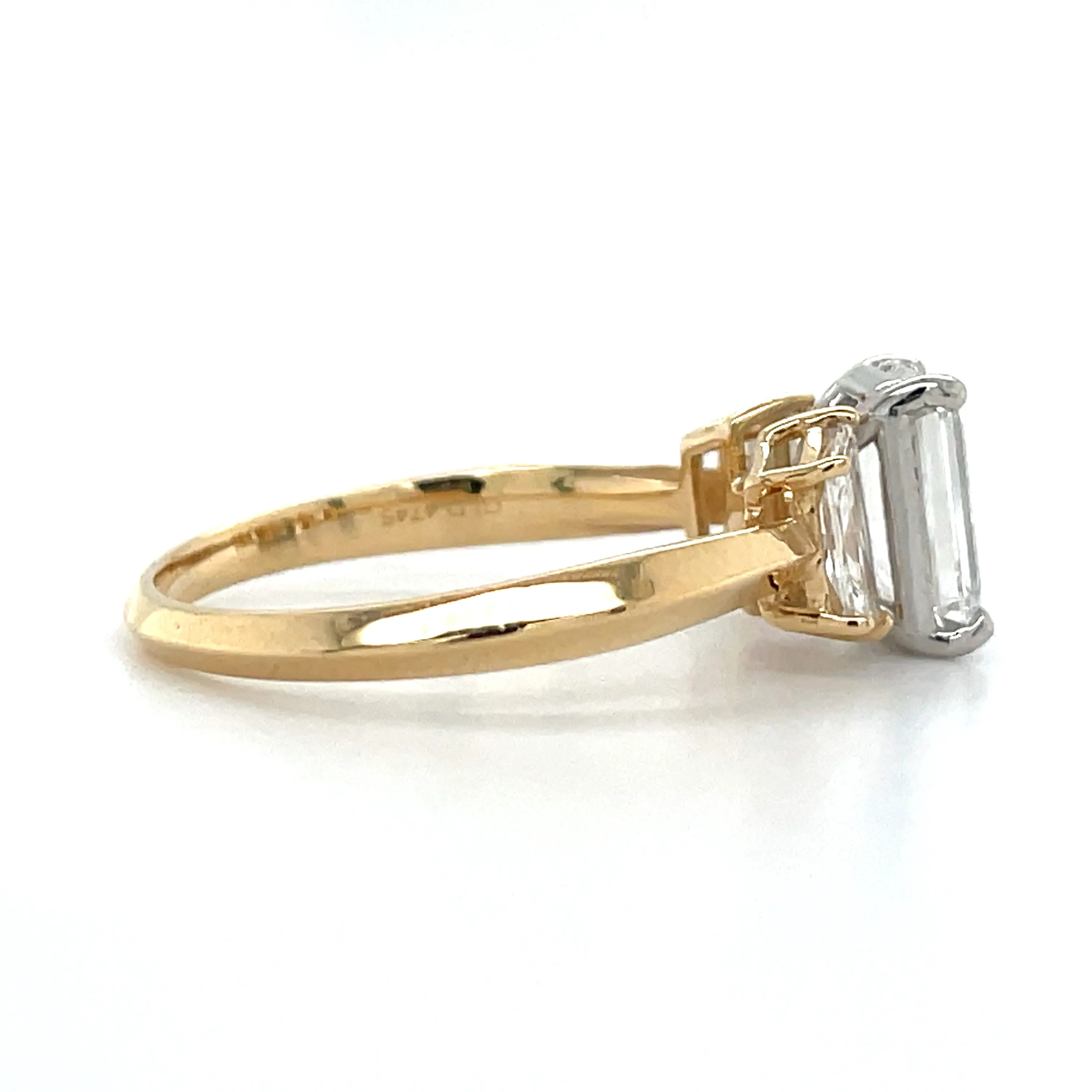 Fiadh - 18ct Yellow Gold 2.01ct Laboratory Grown Emerald Cut Diamond Engagement Ring With Side Stones