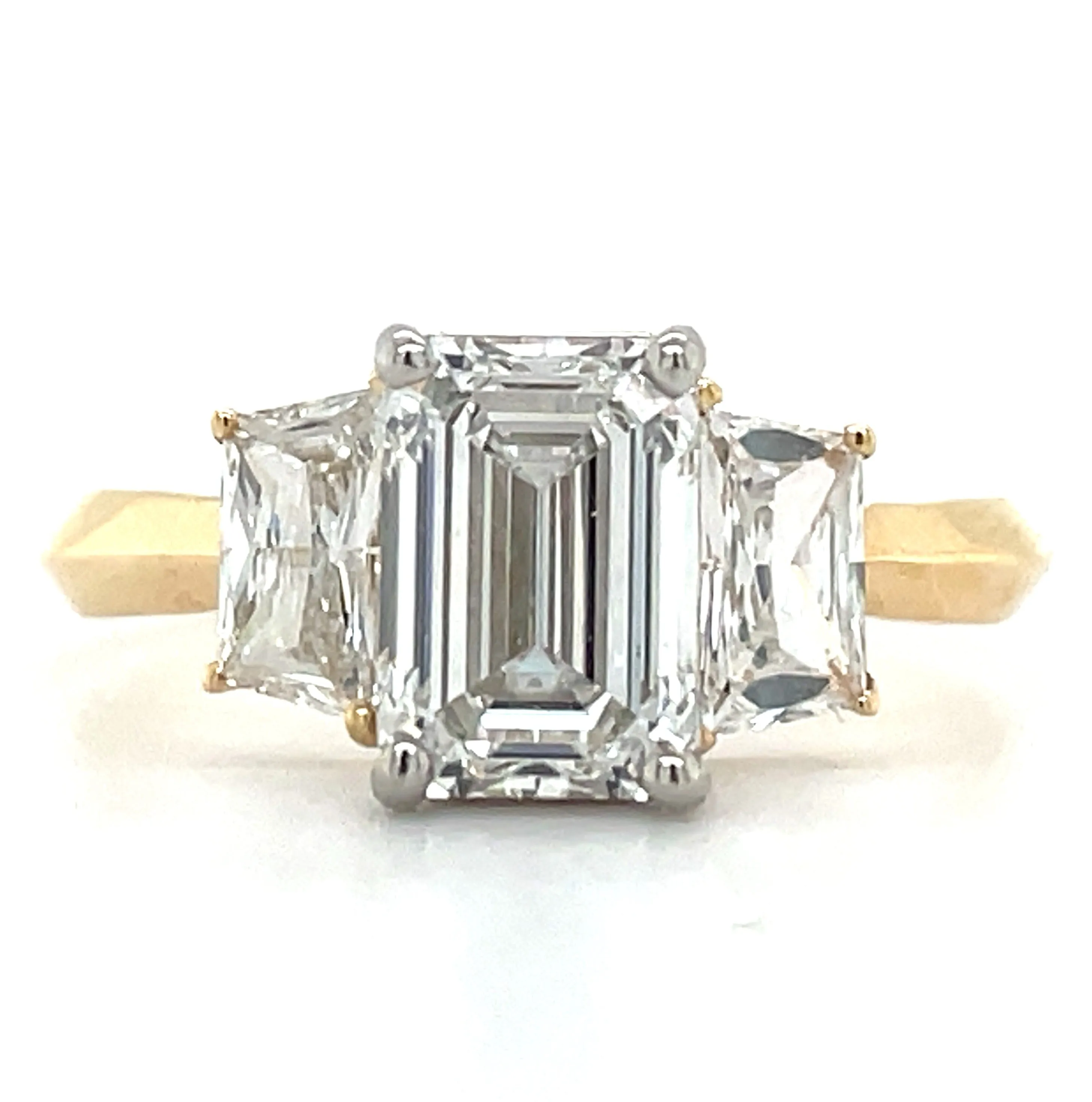 Fiadh - 18ct Yellow Gold 2.01ct Laboratory Grown Emerald Cut Diamond Engagement Ring With Side Stones