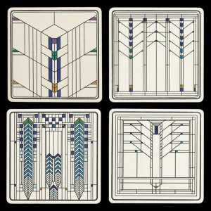 Frank Lloyd Wright Ennis House Windows Coasters Gift Set