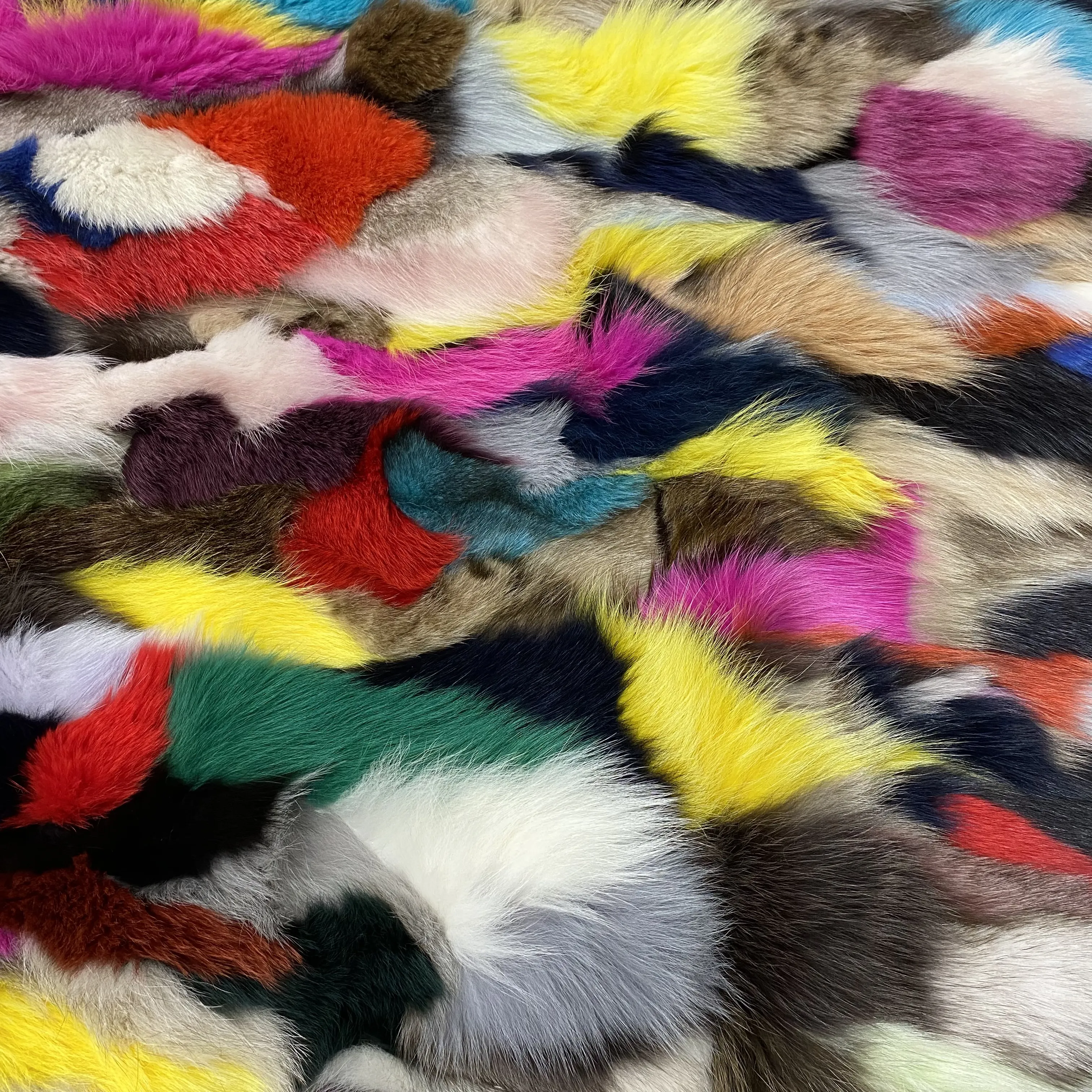 Genuine Fox Fur Plate | Multicolor II | Magenta Yellow Black