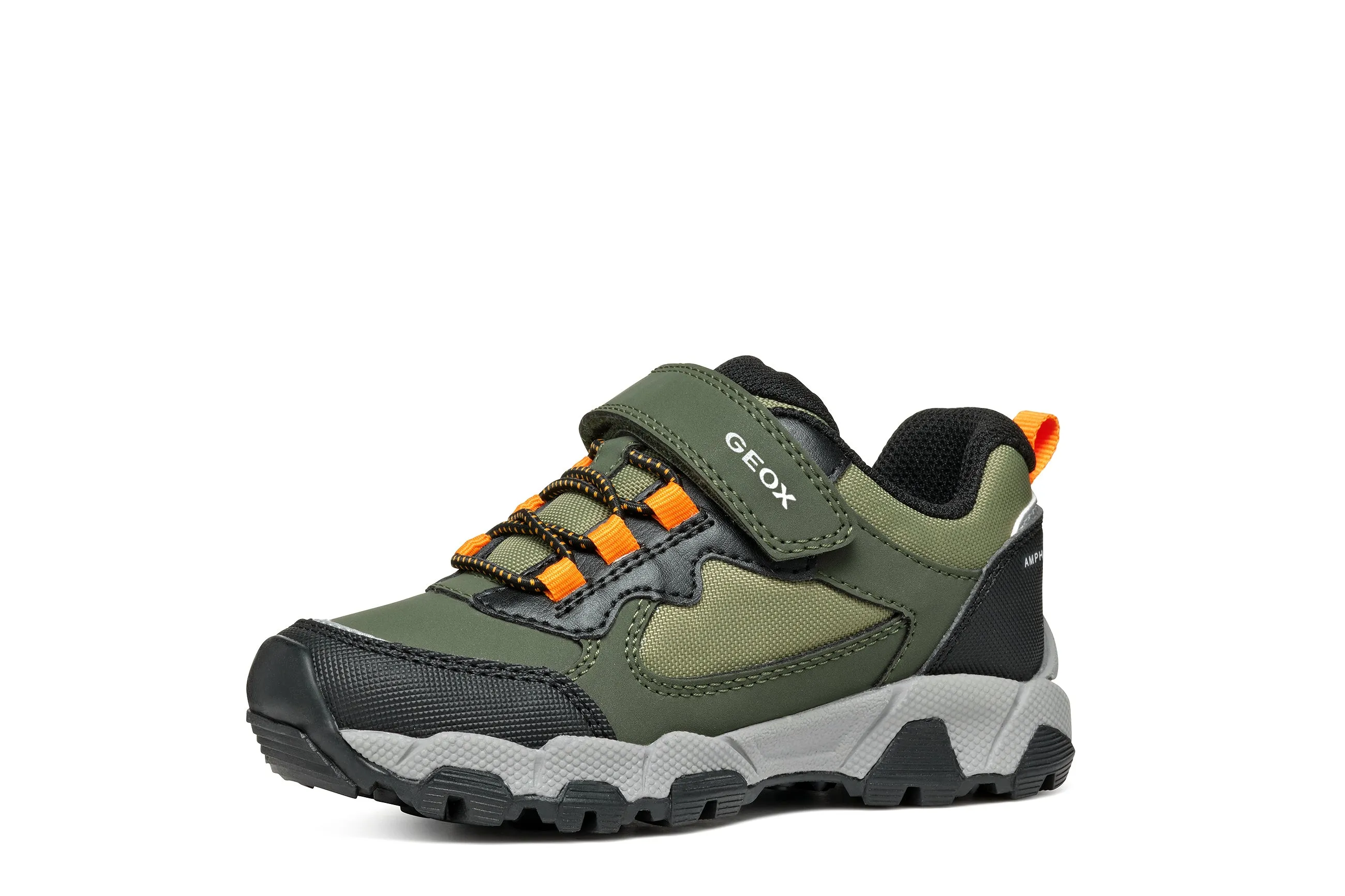 Geox Magnetar Waterproof Boys Dark Green Orange Trainer