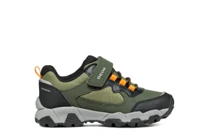 Geox Magnetar Waterproof Boys Dark Green Orange Trainer