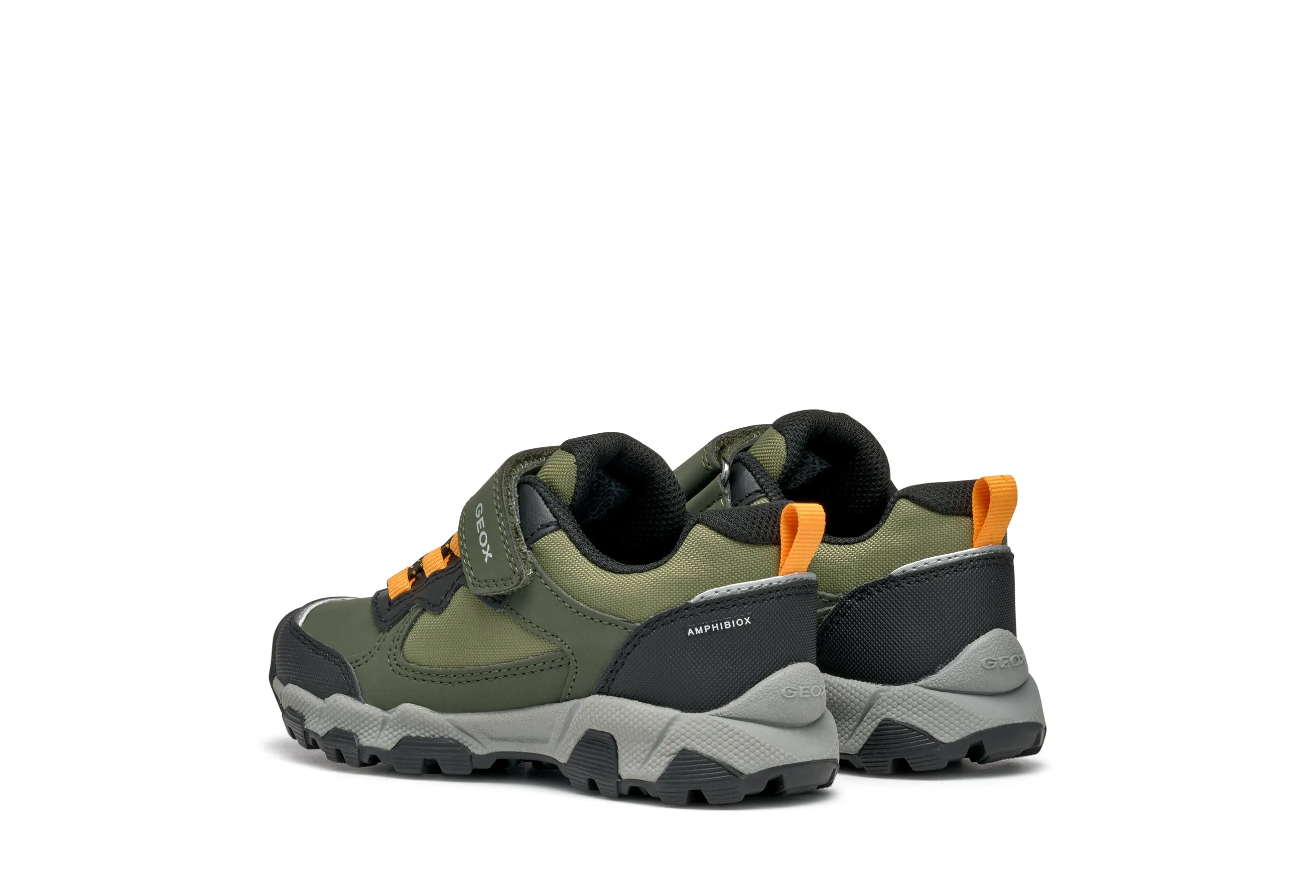 Geox Magnetar Waterproof Boys Dark Green Orange Trainer