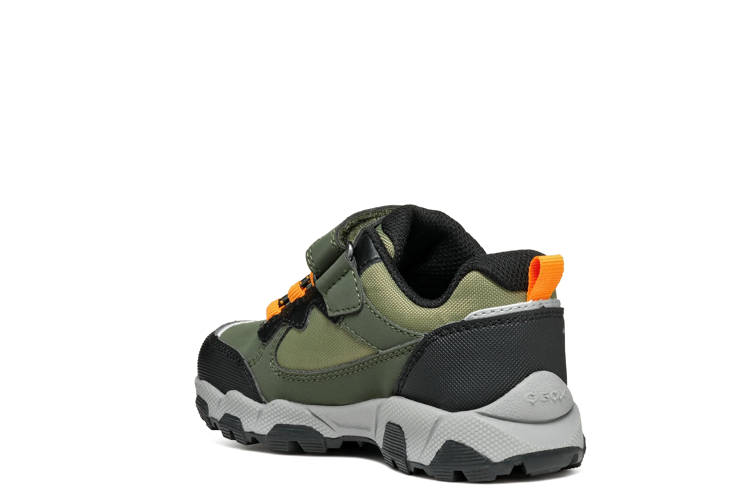 Geox Magnetar Waterproof Boys Dark Green Orange Trainer