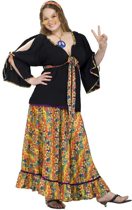 Groovy Mamma Womens Plus Size Hippie Costume