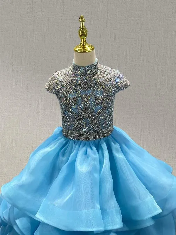 Halter Beaded Bodice Beauty Kids Prom Pageant Couture