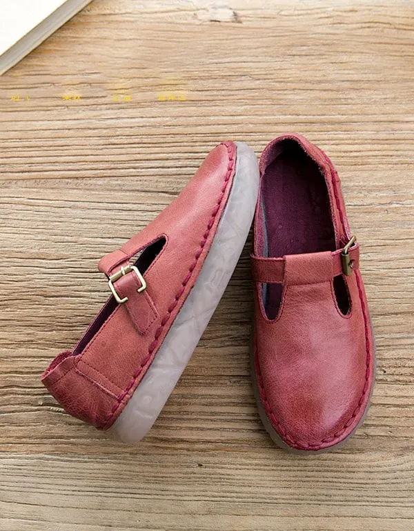 Handmade Cow Tendon Soft Sole Retro Flat Shoes