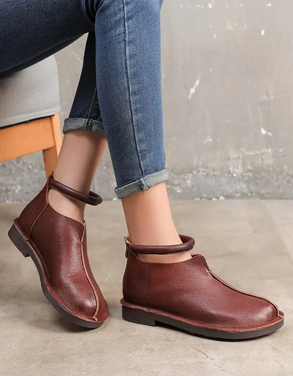 Handmade Retro Leather Women's Shoes Flat Bottom