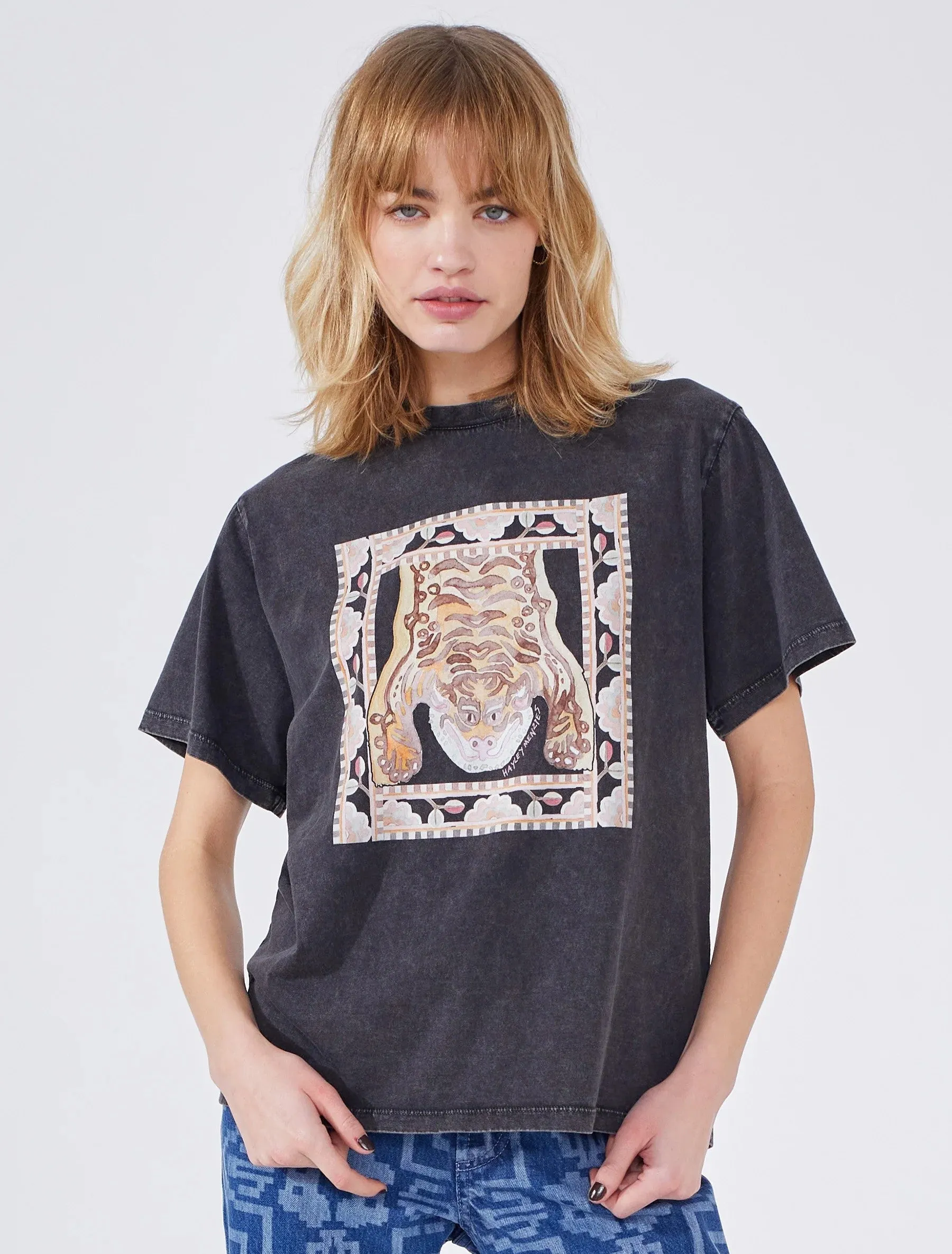 Hayley Menzies Lotus Tiger Printed Tee Grey