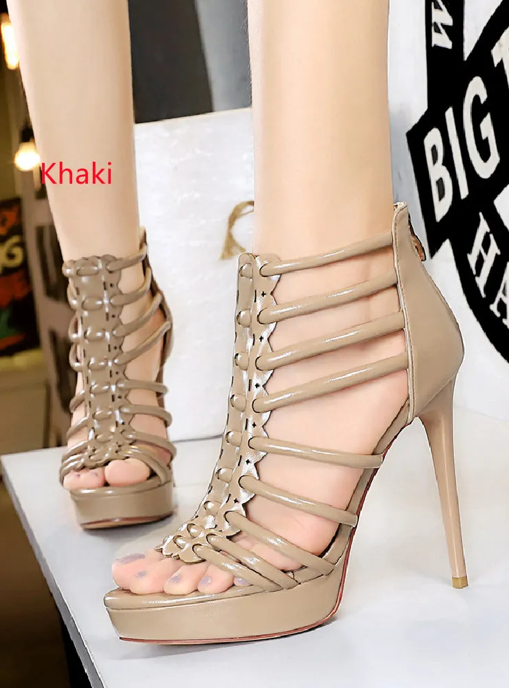 High-heeled Waterproof Platform Hollow Retro Sandals