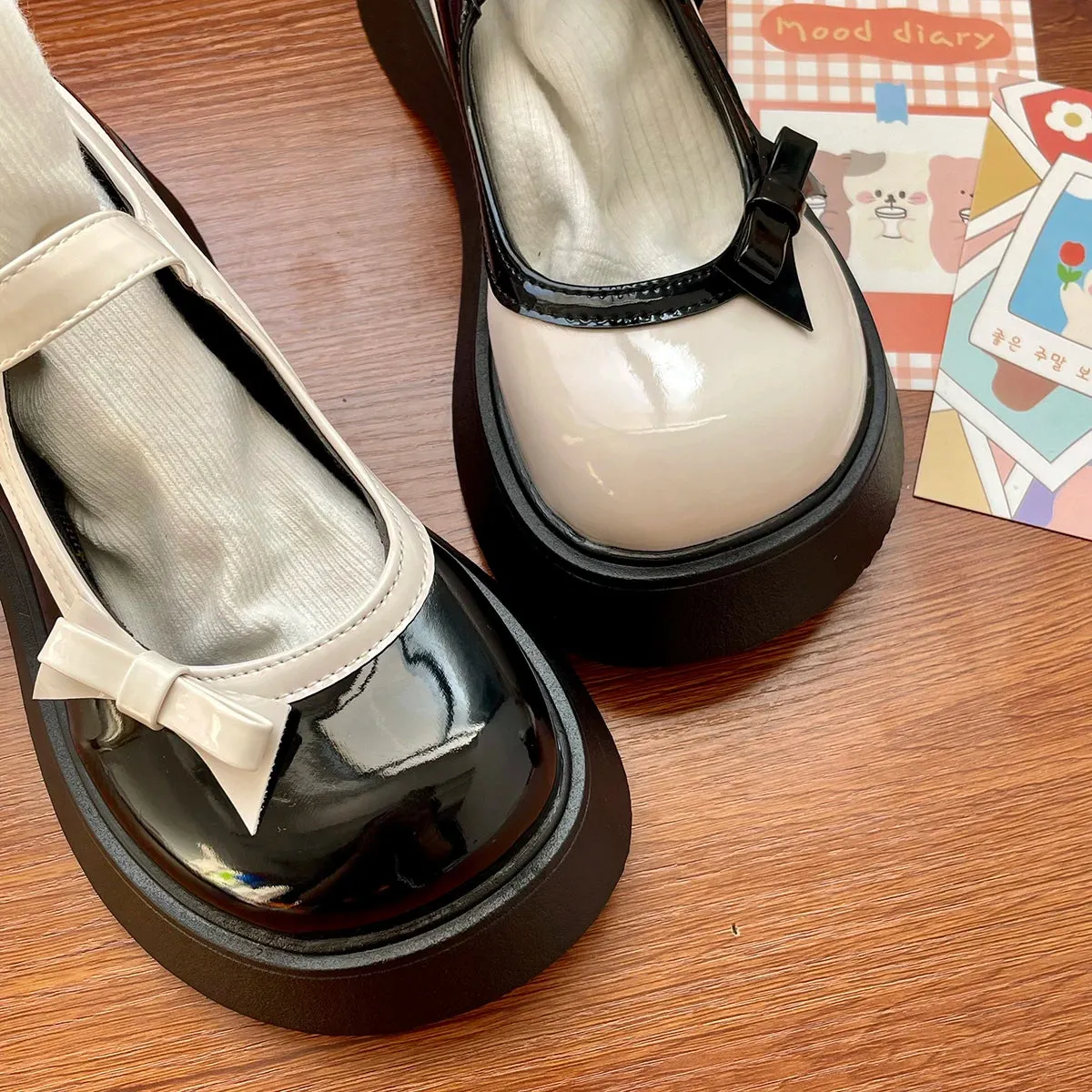 Hnzxzm Retro Fashion Fragrance Mary Jane Lolita Jk Uniform Shoes Thick Soles Bow Pu Summer Platform Anime Cosplay Harajuku Loli Wear