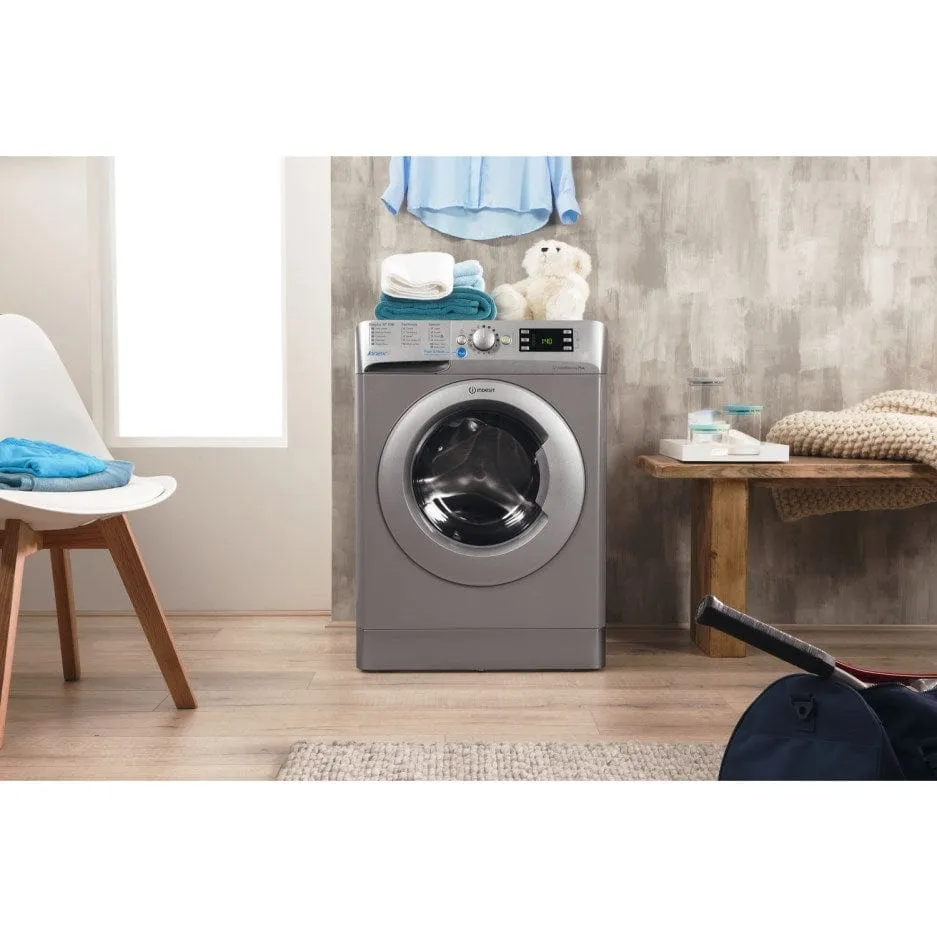 Indesit BWE91484 Freestanding Washing Machine 9kg Load 1400rpm Spin, Silver