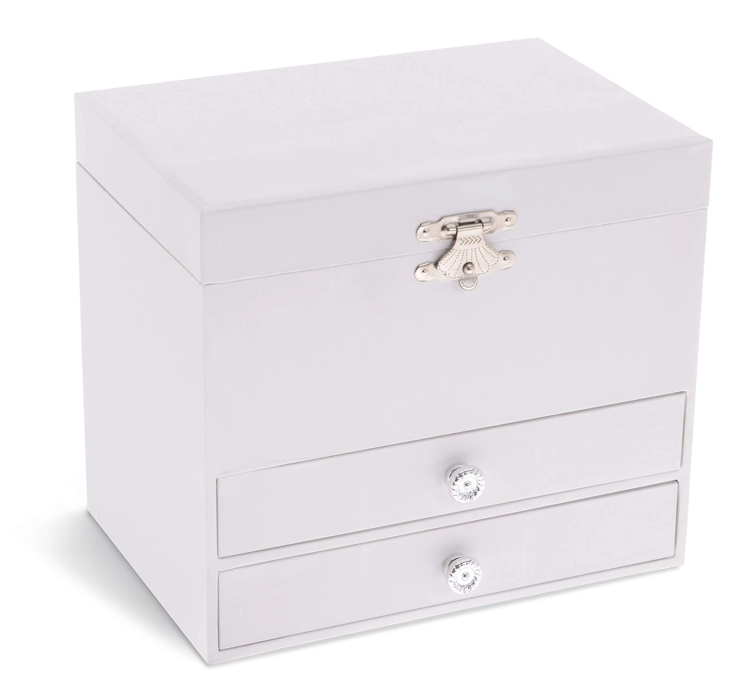 Jewelkeeper Personalize-Your-Own White Musical Ballerina Jewelry Box with 2 Pullout