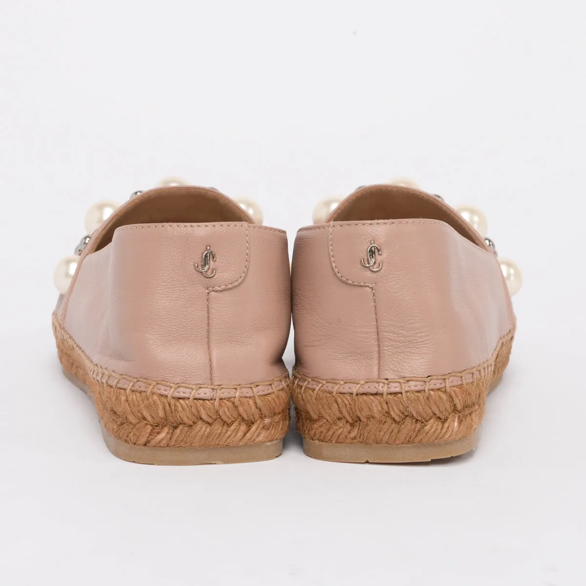 Jimmy Choo Ballet Pink Nappa Leather Dru Pearl Espadrilles 41