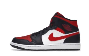 JORDAN 1 MID BLACK WHITE RED