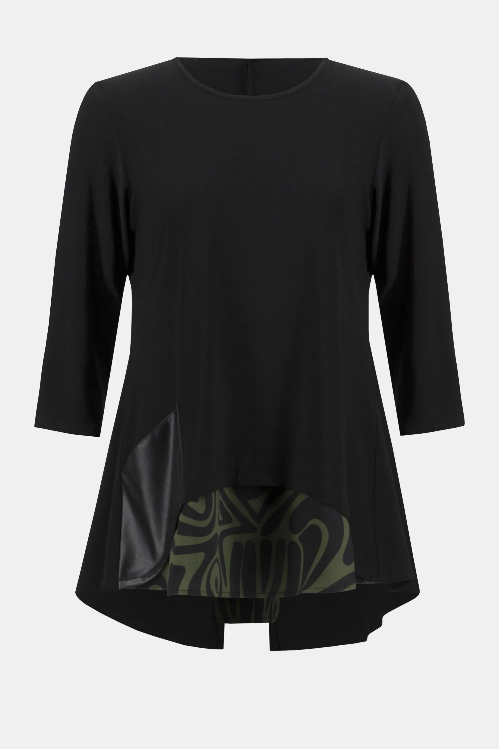 Joseph Ribkoff Crew Neck Tunic Black/Green Multi