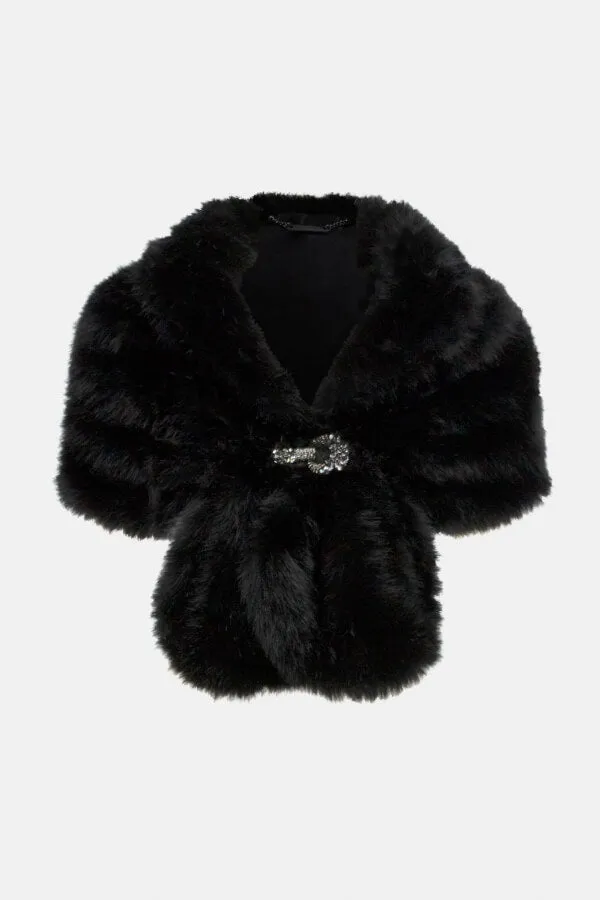 Joseph Ribkoff Faux Fur Cover Up Black