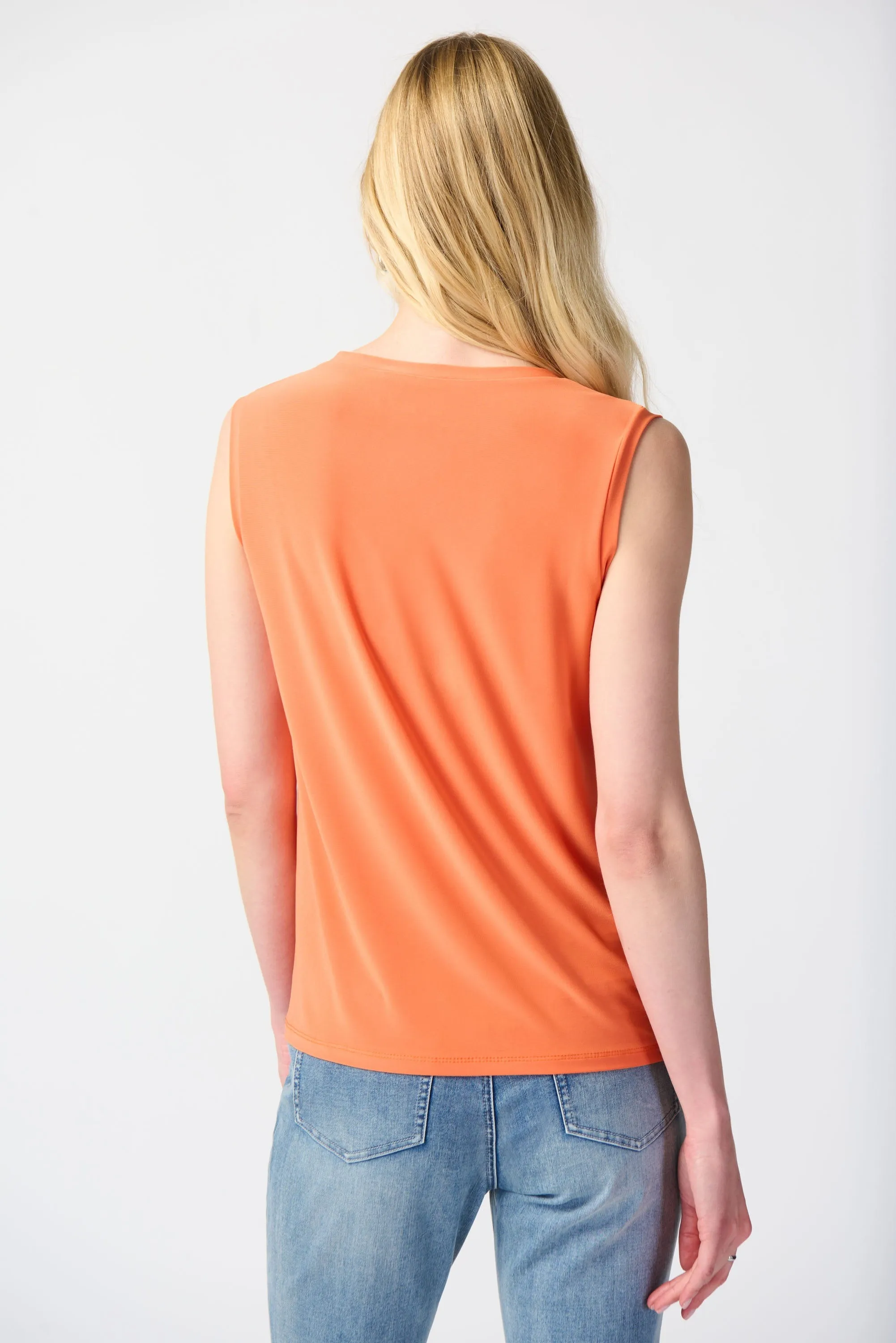 Joseph Ribkoff Pleated Front V-Neck Top Mandarin