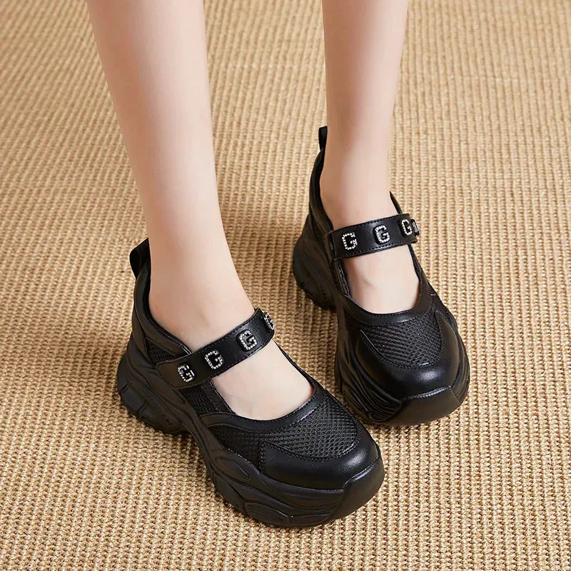 Joskaa 2024 New Slip on Platform Black Sneakers