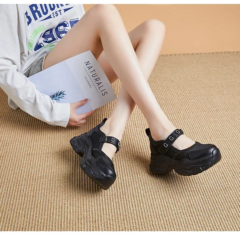 Joskaa 2024 New Slip on Platform Black Sneakers