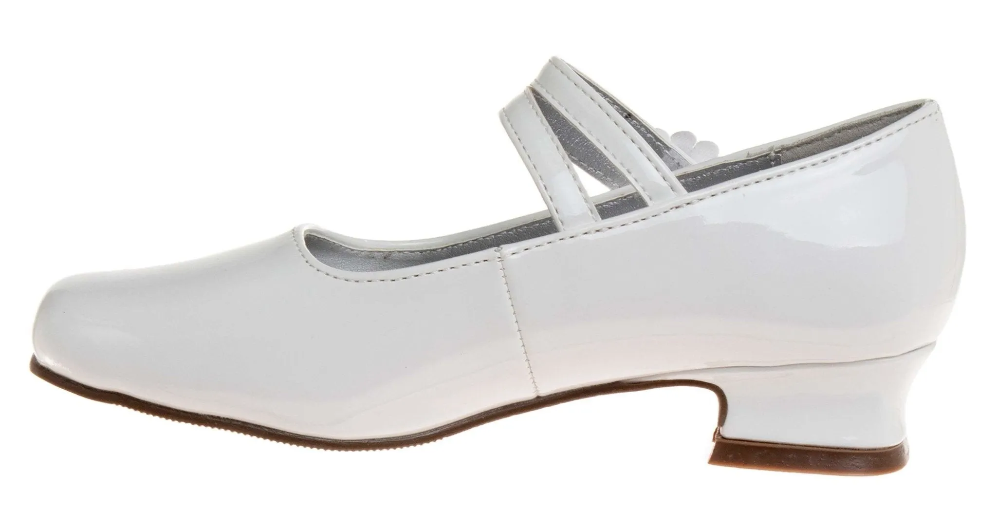 Josmo Girls White Flower MJ Dress Shoes (Little Kid/Youth)