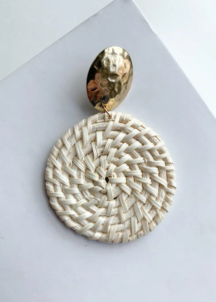 Kampala White Circle Basket Woven Drops