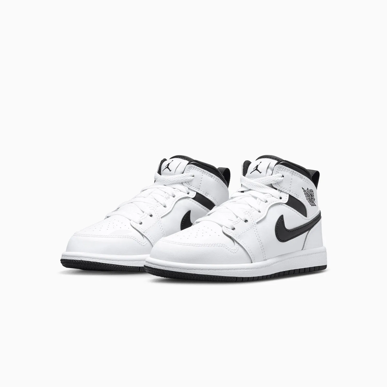 Kid's Air Jordan 1 Mid "White Black" Pre School