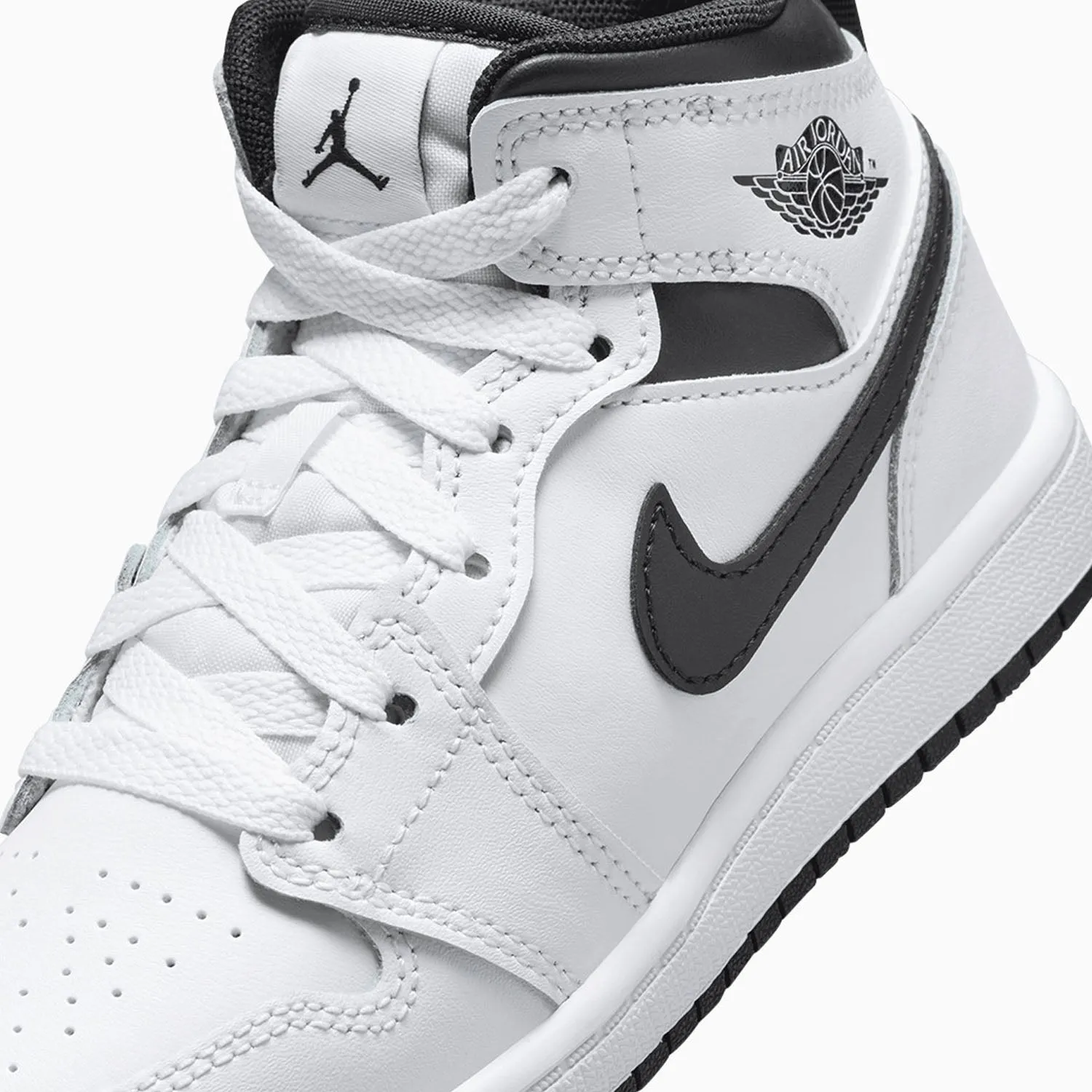 Kid's Air Jordan 1 Mid "White Black" Pre School