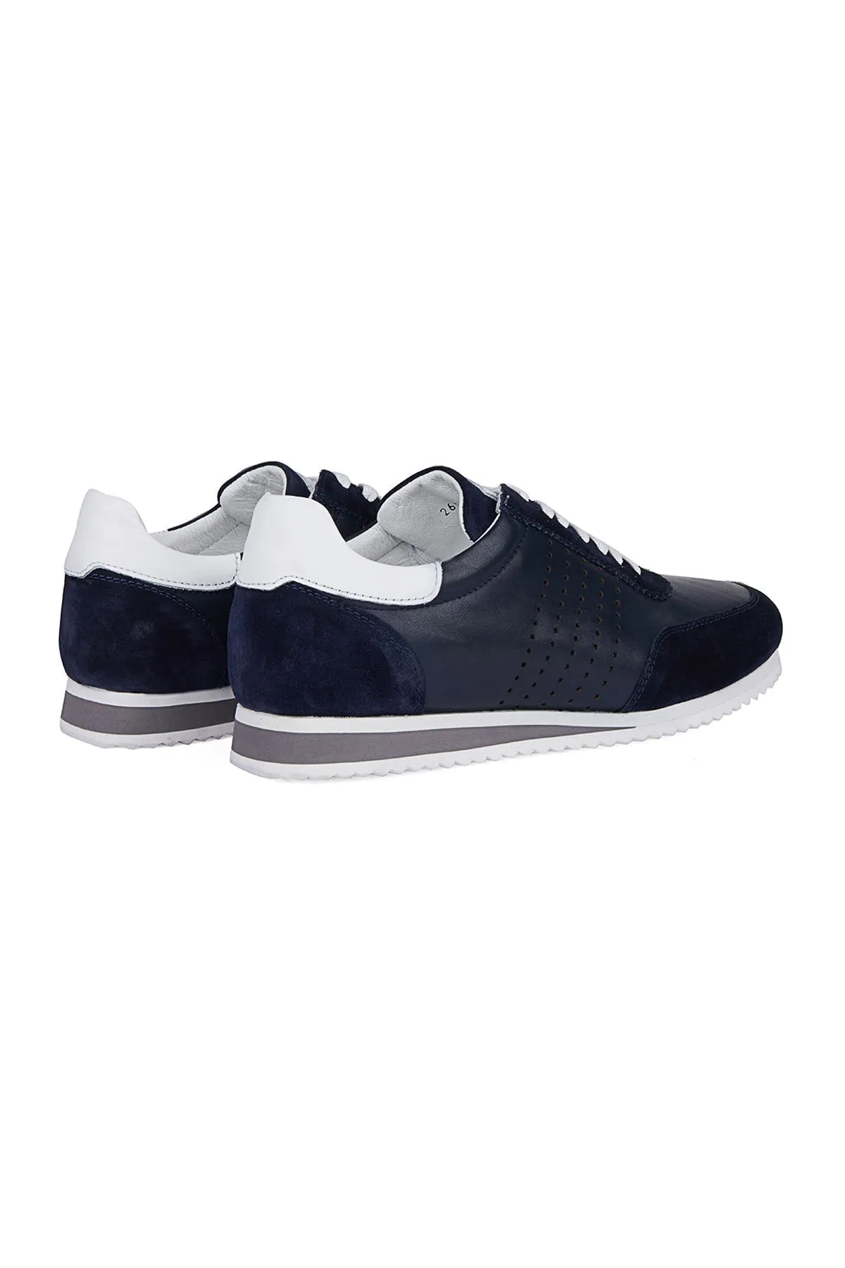 Lace-Up Leather Navy Sneakers