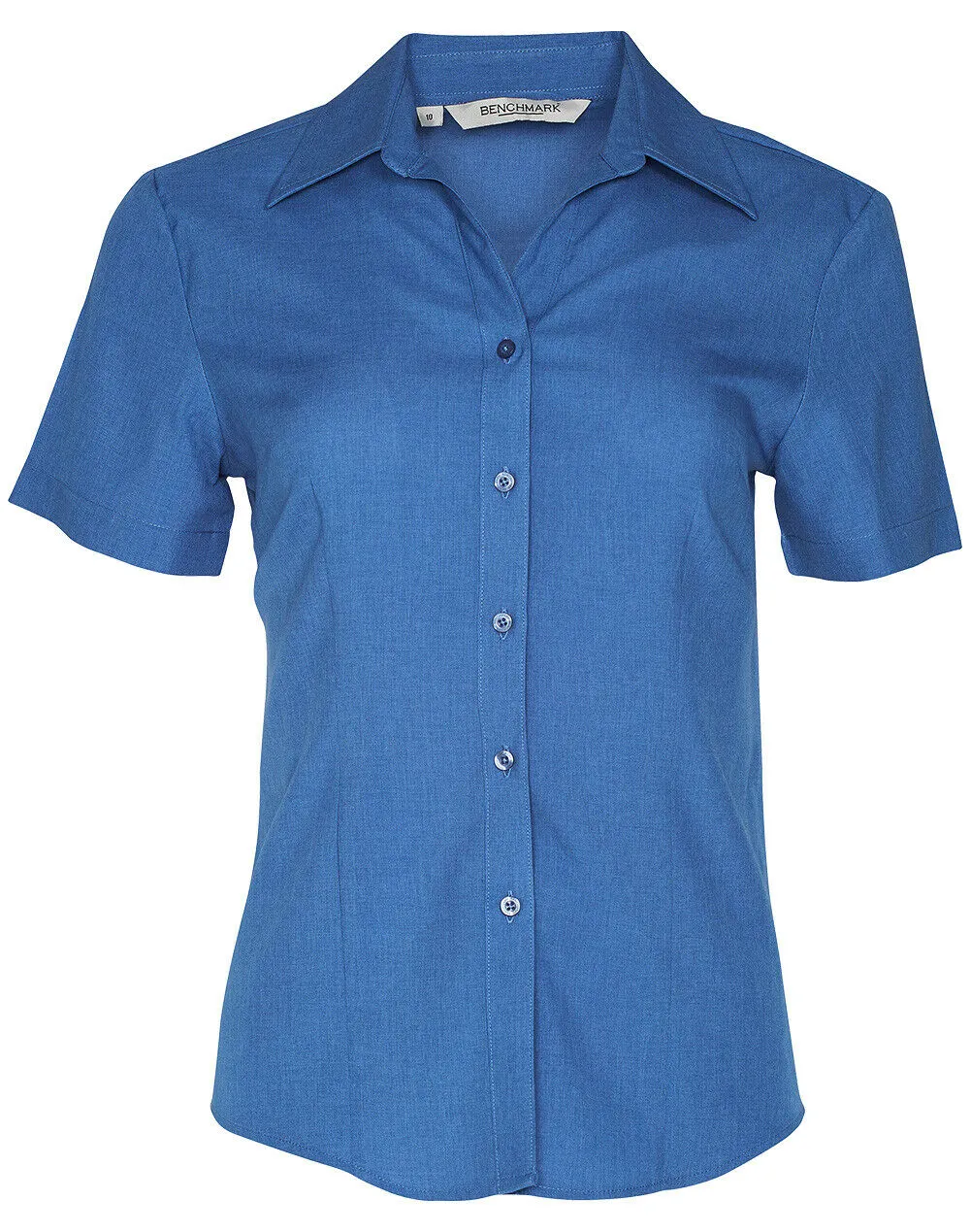 Ladies Womens Cooldry Short Sleeve Shirt Business Casual Royal Blue Office