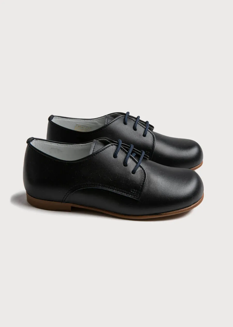 Leather Lace-Up Navy Shoes (20-34EU)