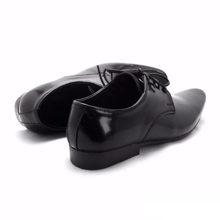 Leather Shoes Derby European Brush Off Black Patent