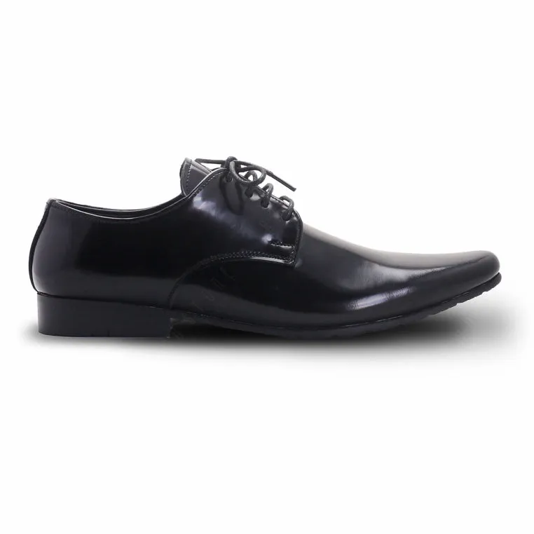 Leather Shoes Derby European Brush Off Black Patent