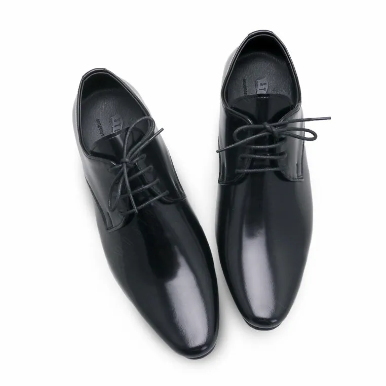 Leather Shoes Derby European Brush Off Black Patent