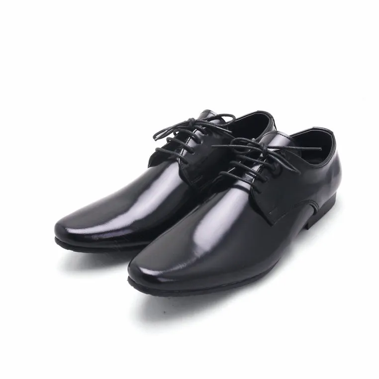 Leather Shoes Derby European Brush Off Black Patent