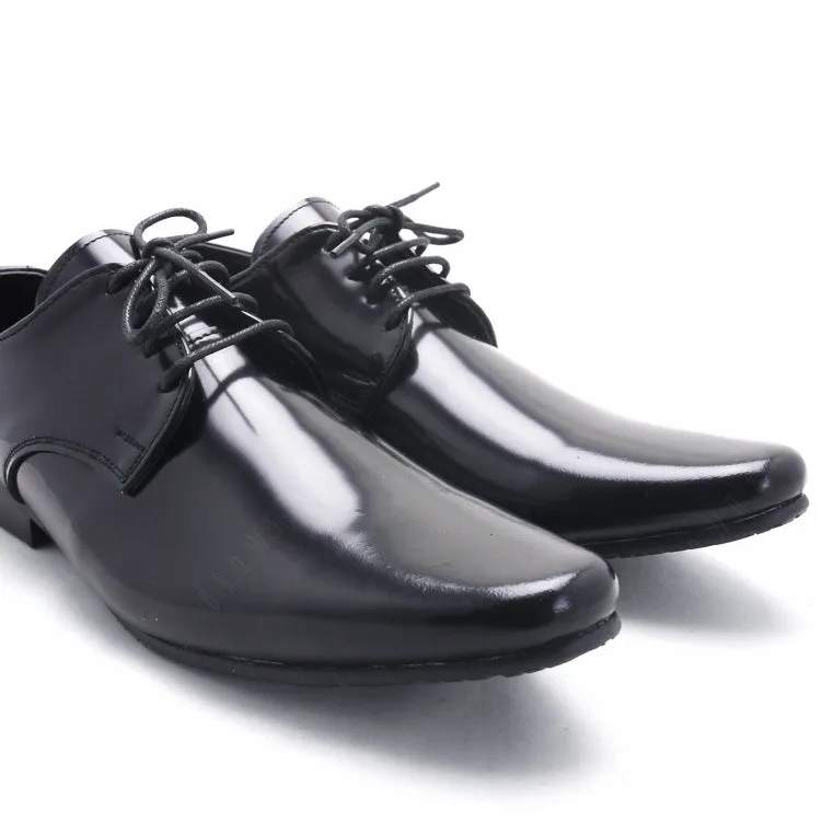 Leather Shoes Derby European Brush Off Black Patent