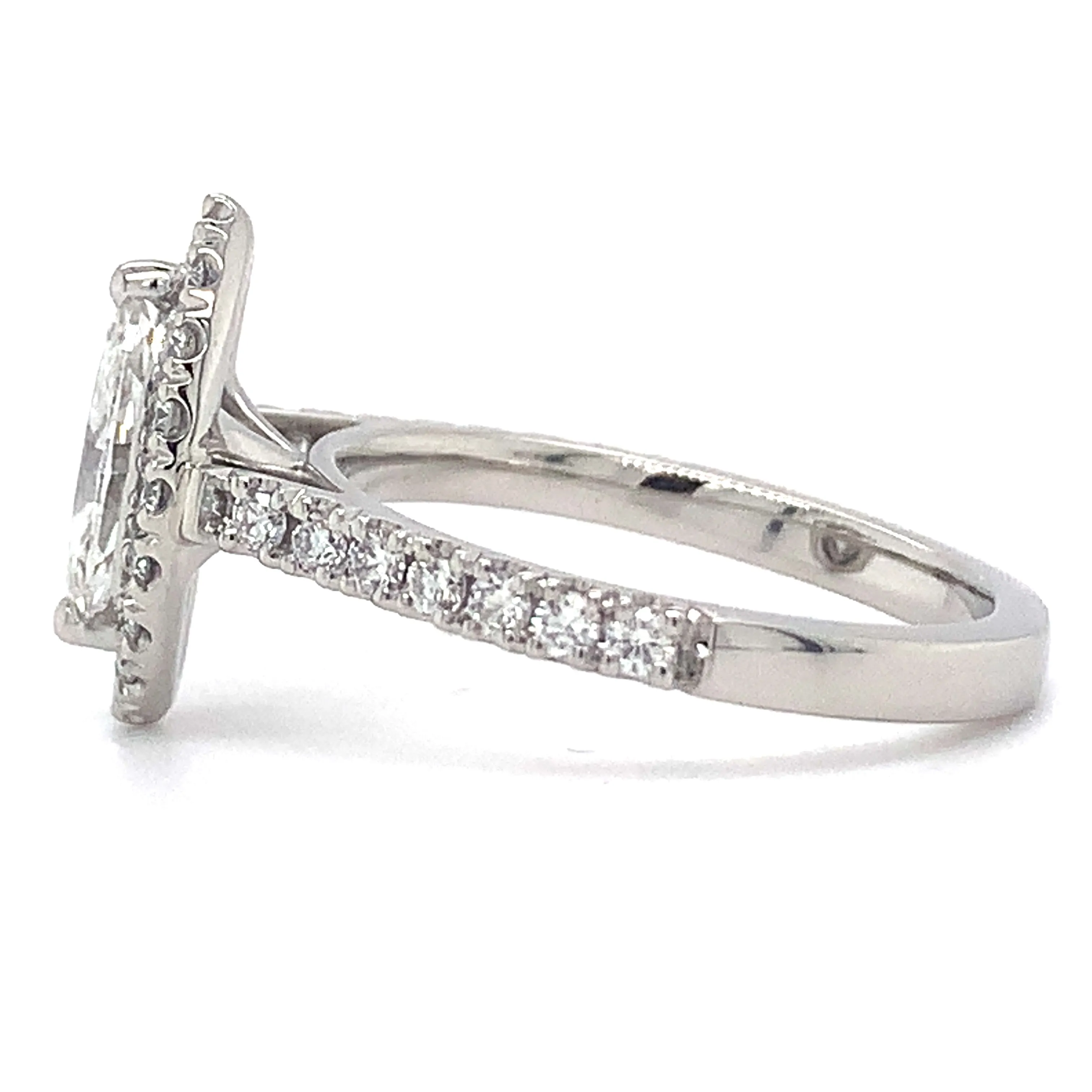 Lia - Platinum 1.32ct Laboratory Grown Marquise Halo Diamond Engagement Ring