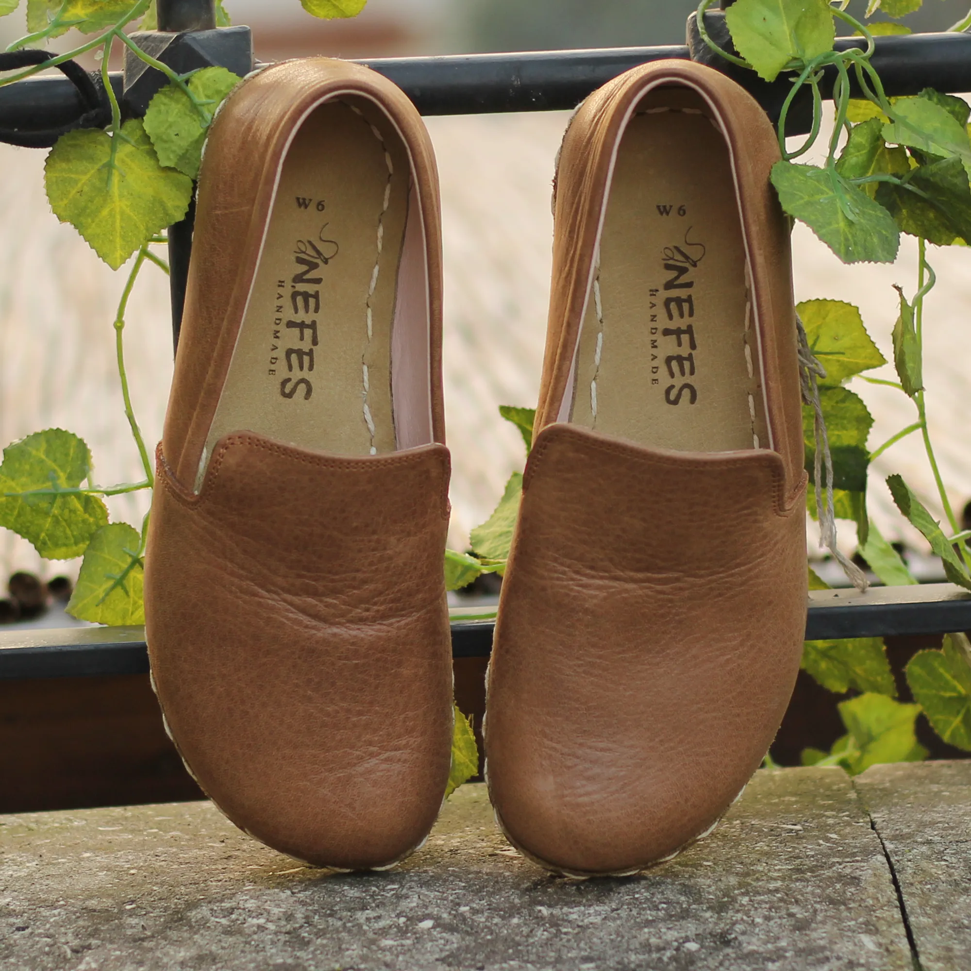 Matte Brown Leather Handmade Barefoot Men's Loafer Shoes