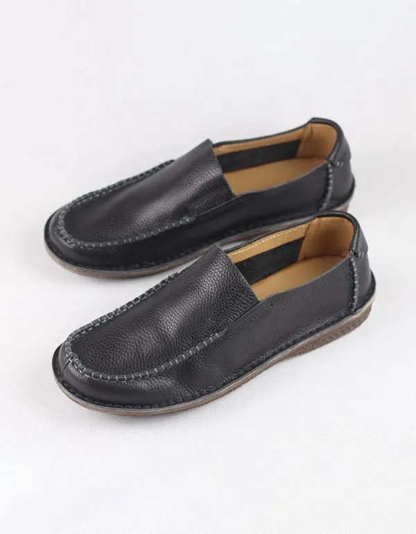 Men's Soft Cowhide Handmade Retro Leather Flats