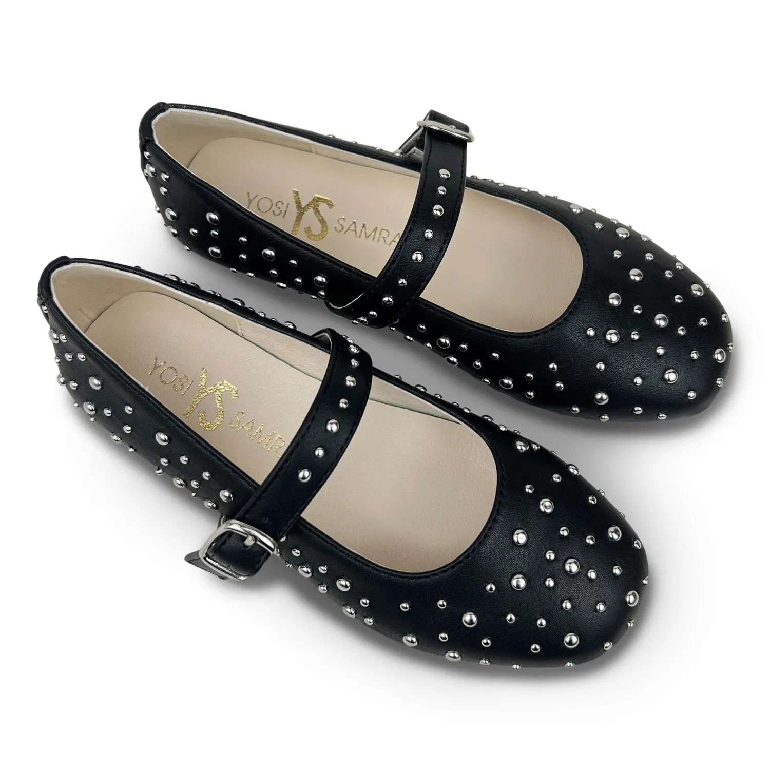 Miss Sadie Ballet Flat in Black Studs - Kids